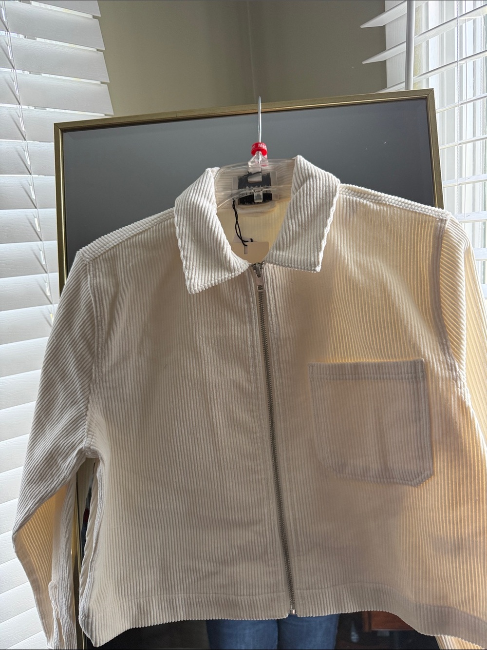 Corduroy Zip-Front Jacket — Cream